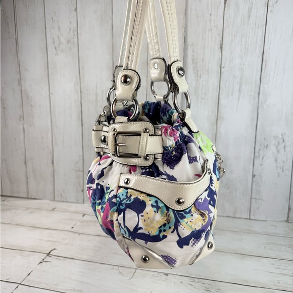 Vintage Y2K Wilsons Leather Patent Multicolored Purse Floral Shoulder Bag - Picture 4 of 16